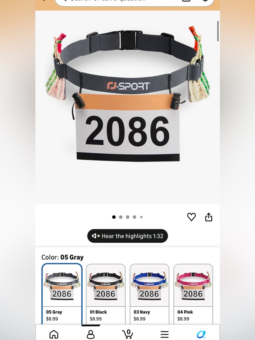 Marathon/Triathalon Running Belt